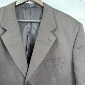 Paulo Solari Suit Jacket Blazer 46R Brown Wool Athletic Fit Pinstripe Classic